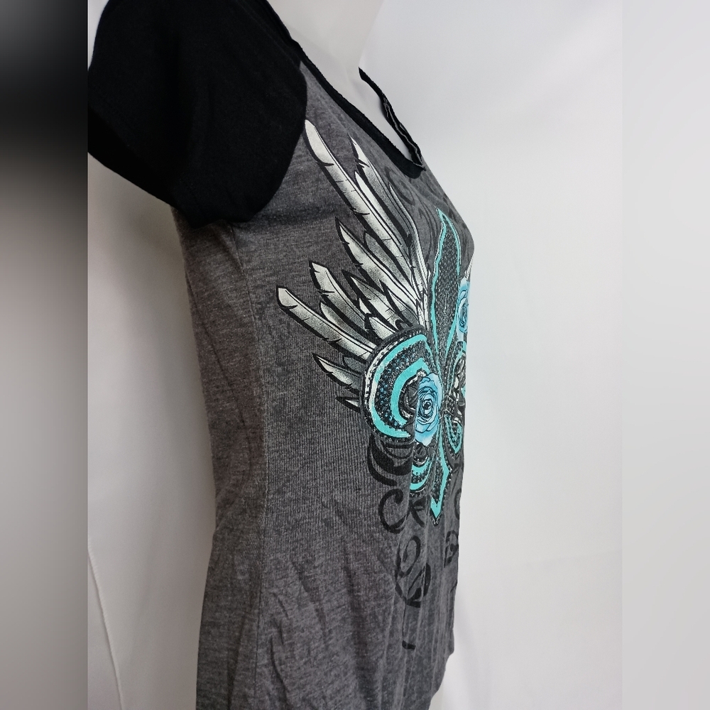 2/$30 Ransom Blue‎ Graphic Raglan Tee (#800) - Picture 3 of 5